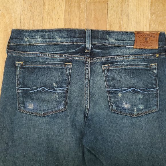 Lucky Brand Zoe Jeans Womens 4x27 Blue Denim Dark Wash Skinny Stretch Distressed - Picture 8 of 15
